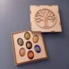 Chakra Tree Of Life 7Hole Embossed Box With Orgone Chakra Disc Set