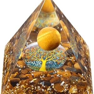 Handmade Peach Moonstone Orgonite Pyramid With Tree of life Symbol-Energy Generator Orgone Pyramid for sale