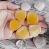 Yellow Calcite Puffy Hearts-Hand carved Gemstone Puffy Hearts