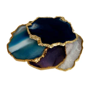 Gold Edge Sodalite Coasters Tableware agate slices wholesale