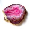 Gold Plated Pink Agate Coaster Slices Wholesale