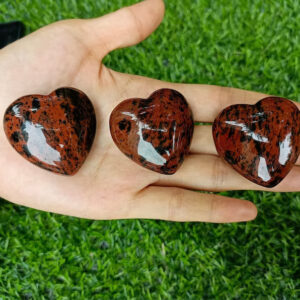 Hand Polished Beautiful Mahogany Obsidian Puffy Hearts