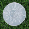 Sun Engraved Selenite Crystal Charging Plate