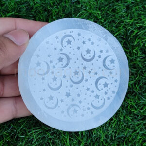 Selenite Moons Stars Engraved Crystals Charging Plate