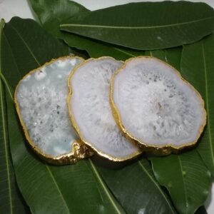 White Salted Agate Slice Coasters Wholesale