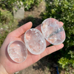 Natural Crystal Clear Quartz Pillow Palm Stones