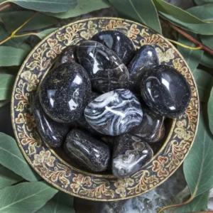 Natural Gemstone Black Agate Large Palm Stones