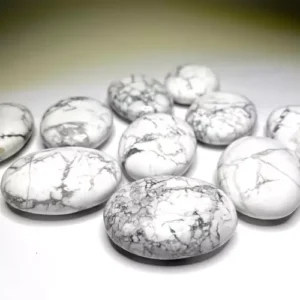 Natural Gemstone Hand Polished White Howlite Pillow Palm Stone-Wholesale Crystal Palm Stones