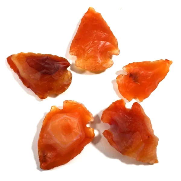Natural Stone Agate Orange Dyed Handcrafted Arrowheads