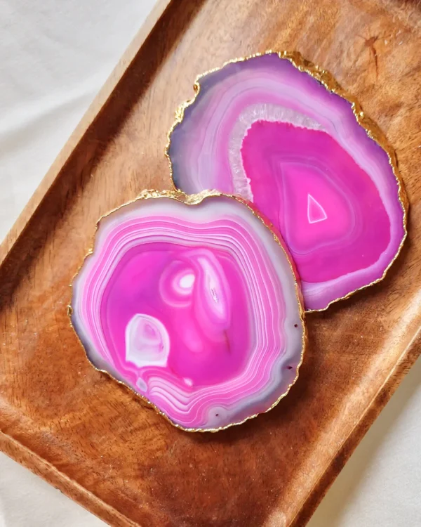 Natural Stone Pink Agate Coasters for Decoration