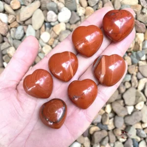 Red Jasper Gemstone Puffy Hearts