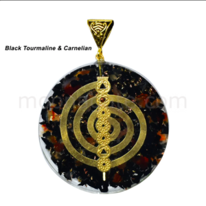 Harmony Guardian: Black Tourmaline & Carnelian Chakra Orgonite Energy Pendant