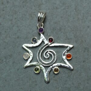 Star with chakurai Shape With Seven Chakra Pendant