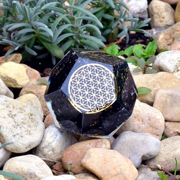 Tiger Eye Tree of Life Orgone Dodecahedron