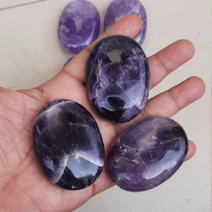 Wholesale Amethyst Flat Palm Stones -Therapy Stones For Sale (1 Bunch of 50 Pieces)