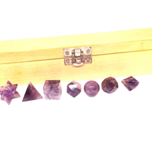 Wholesale Amethyst Geometry 7 Pieces Set in Wooden Box, Platonic Set
