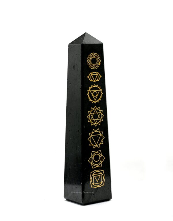 Wholesale Black Obsidian Quartz Reiki Engraved Obelisk Tower