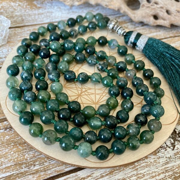 Wholesale Moss Agate Gemstone Beads Prayer Mala (108 Beads)