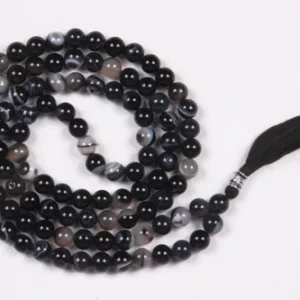 Wholesale Natural Black Sulemani Agate 8MM Gemstone Beads Prayer Mala ( 108 Beads )