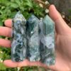 Wholesale Natural Crystal Stone Moss Agate Small Obelisk Tower
