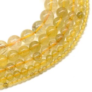 Wholesale Natural Golden Rutile 8MM Gemstone Beads Prayer Mala (108 Beads)