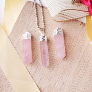 Wholesale Natural Stone Rose Quartz Chip Pendents With Seven Chakra Gemstone Beads-Gemstone Seven Chakra Chip Beads Pendents