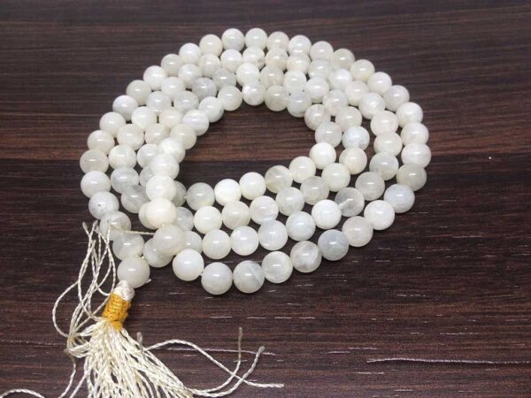 Wholesale Natural White Rainbow 8MM Gemstone Beads Prayer Mala (108 Beads)