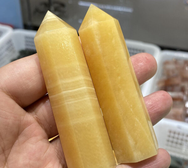 Wholesale Natural Yellow Calcite Obelisk Tower