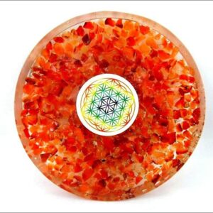 Wholesale Orange Dyed Flower of Life Orgonite Coaster