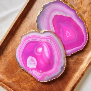 Wholesale Pink Agate Slice Coasters For Home Decor