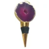 Wholesale Purple Agate Bottle Stopper with Gold Rim Edges