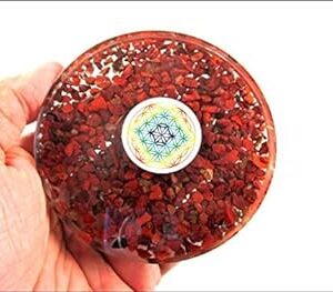 Wholesale Red Jasper Flower of Life Orgonite Coaster