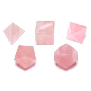 Wholesale Rose Quartz Geometry 5 Pieces Set ,Platonic Set