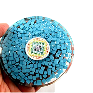 Wholesale Turquoise Flower of Life Orgonite Coaster