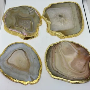 Yellow Color Bulk Agate Slice Coasters Wholesale