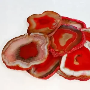 Luxury Natural Red Agate Coasters-wholesale crystals bulk