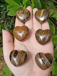 Tiger Iron Puffy Hearts-Natural Crystal Puffy Hearts in Wholesale