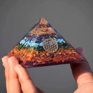 Flower of Life Seven Chakra Orgonite Pyramid